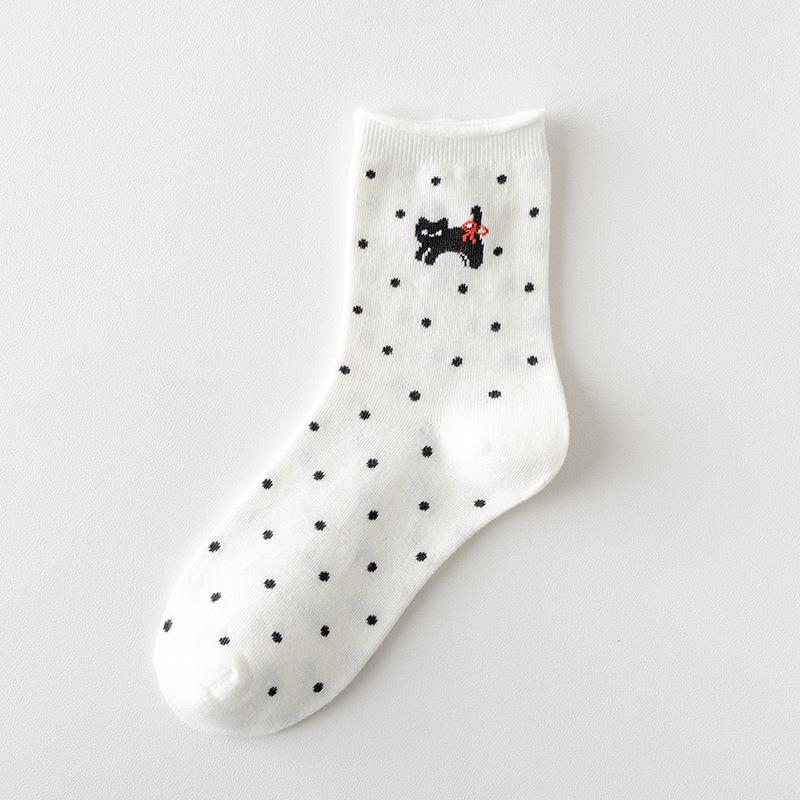 Women Socks Cartoon Cat Dog Japanese Kawaii Cute Middle Tube Socks Women Autumn and Winter Retro Long Socks