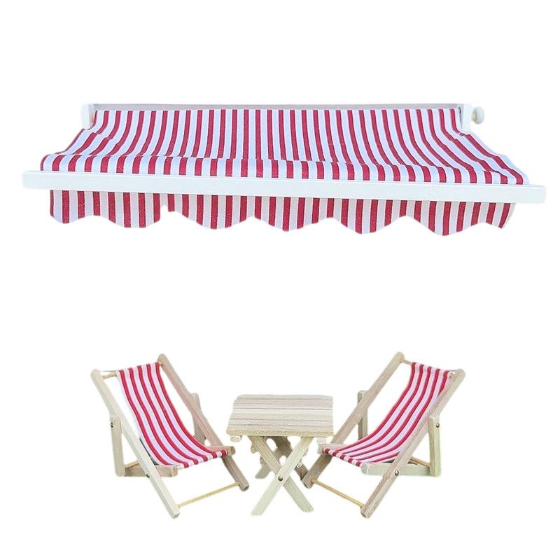 Tenda da Casa delle Bambole 1/12 Modello Tenda Simulazione Casa delle Bambole Balcone Esterno Tenda da Sole Scena Decorazione Giocattoli Gioco di Finzione per Bambini