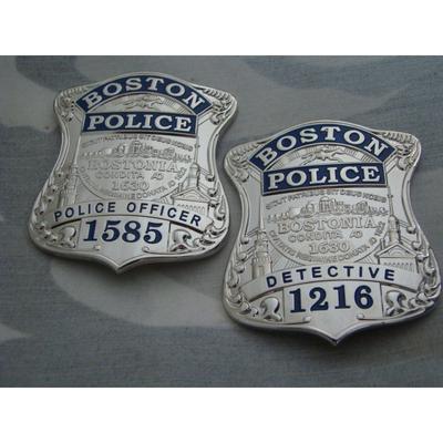 Metal Badge Boston Badge, Silver Solid Copper
