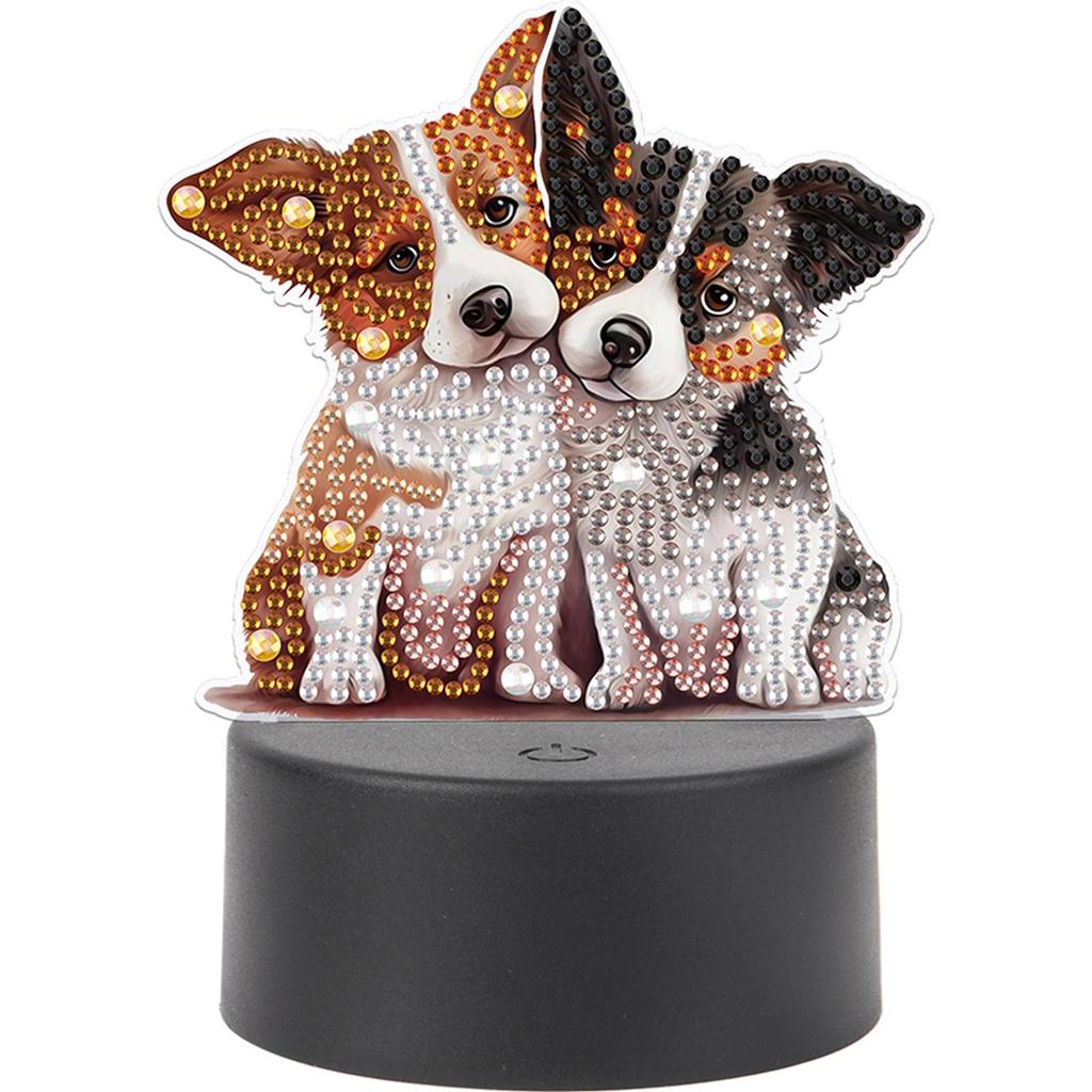 Cute Animal Diamond Painting LED Lamp with Tools 5D DIY Diamond Painting LED Light Acrylic for Bedroom Living Room Home Office