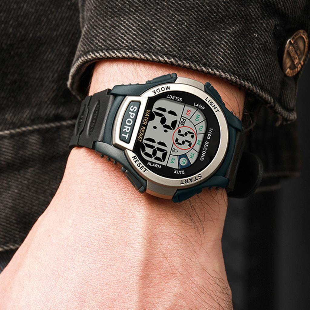 Mens Digital Watch Waterproof Electronic Sports Mountaineering Outdoor Chronograph Wrist Watch Multifunctional Luminous