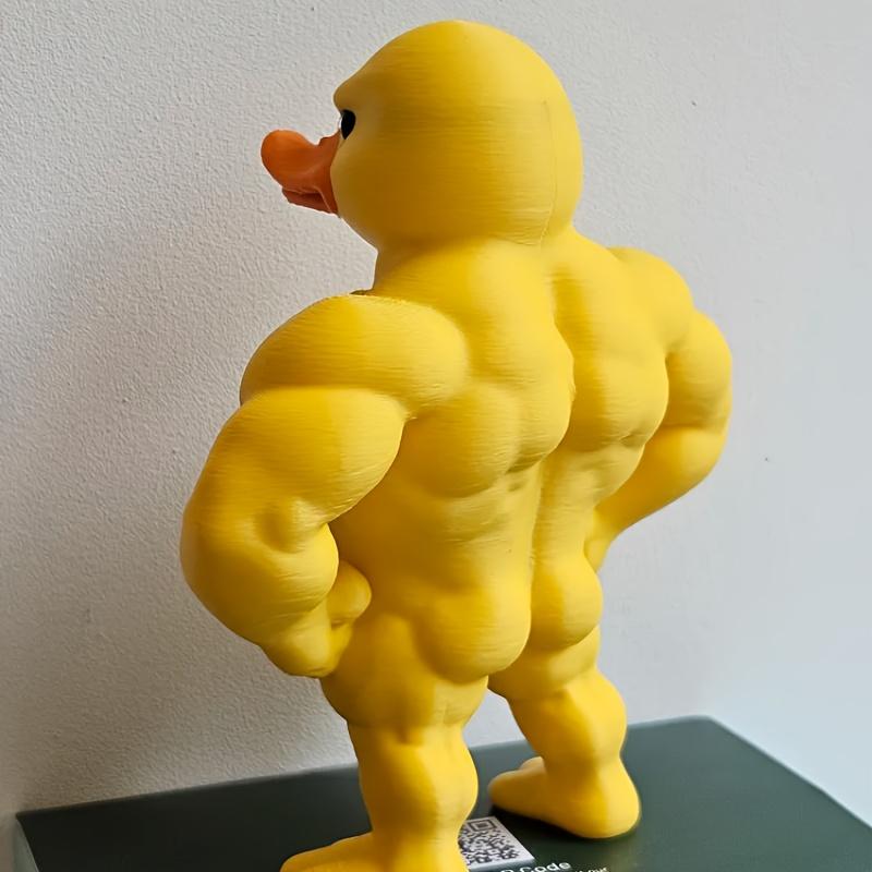1pc Funny Muscle Yellow Duck Toy Funny Standing Duck Home Decoration Desktop Ornaments To Send Friends A Small Gift.