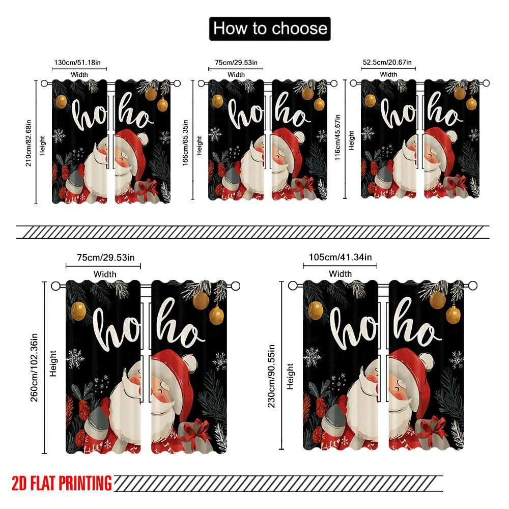 2pcs,2D Plane Printing Creative Curtains HO HO HO Santa Claus Versatile Polyester Fabric (without Rod) Versatile All for Living