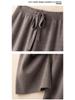 Women's White Wool Knit Wide-Leg Elastic High-Waist Floor-Length Pants — Autumn/Winter Drapey, Loose-Fit, Versatile, Straight-Leg Pants