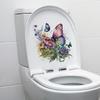 Butterfly Flower Toilet Sticker Self Adhesive Bathroom Wall Decoration Waterproof Removable Vinyl Art