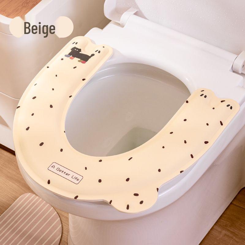 EVA Waterproof Antibacterial Toilet Seat Cover - Washable, Universal, Cute Design, Adhesive Cushion for All Seasons