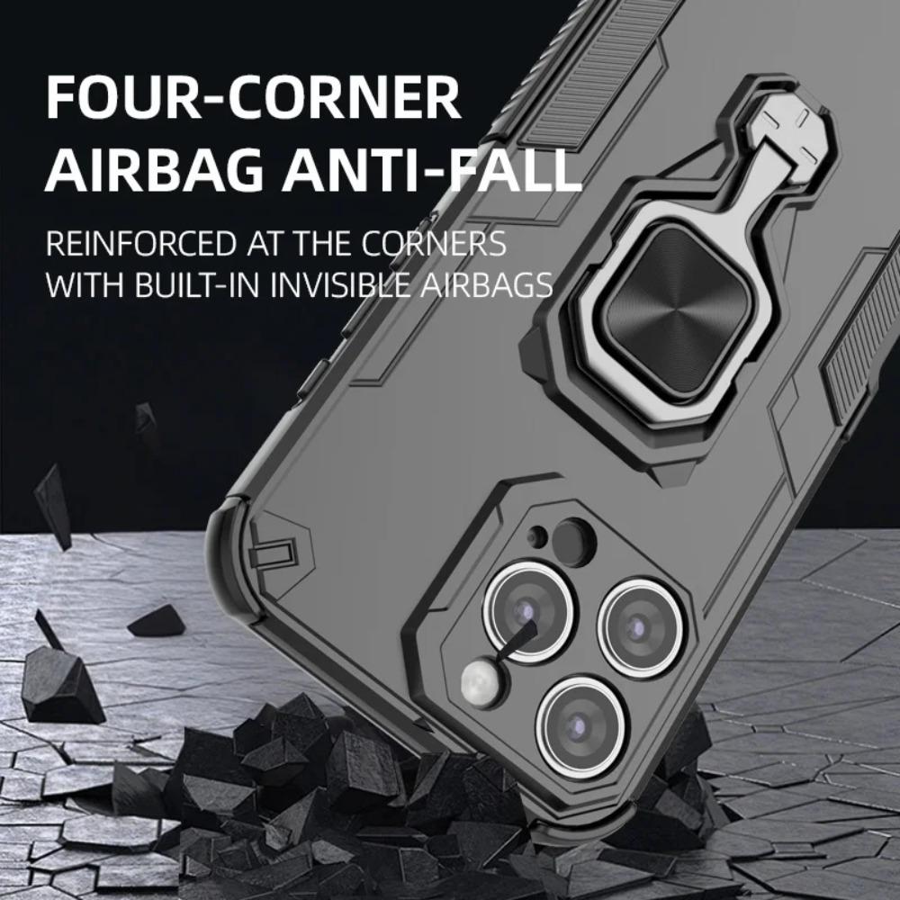 For Iphone 16e 16 Pro Max Armor Case Magnetic Ring Stand Holder Shockproof Cover For Apple 15 Plus 14 13 Pro Phone Protect Shell Funda Capa