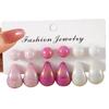 Popular pink water drop earrings set, European and American design stud earrings, versatile earrings, pair