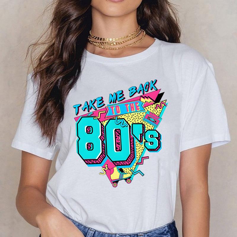 Take ME BACK TO THE 90'S Fun Letter Printed Casual Loose Round Neck Cotton Short Sleeved Top T-Shirts Women’s
