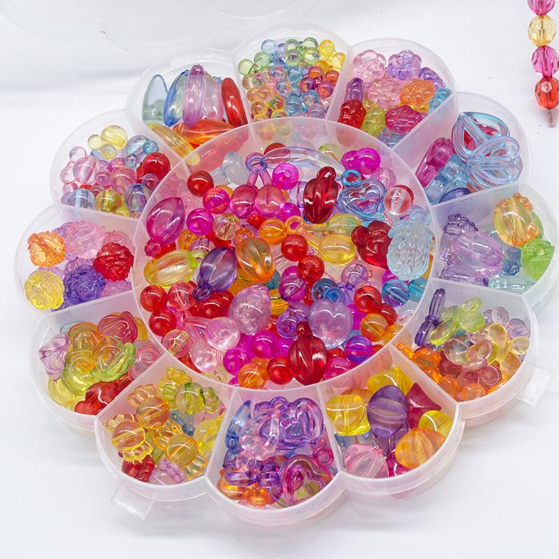 Children's DIY Handmade Beaded Toy with Accessory and Flower Type Storage Box Set Kids Educational Toys Girl Gift