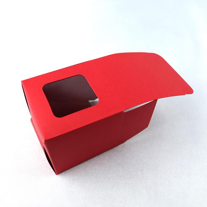WTEMPO Festive Red Christmas & New Year Gift Boxes Clear Transparen Square Window DIY Foldable Paper Boxes Daily Presents Packaging Boxes