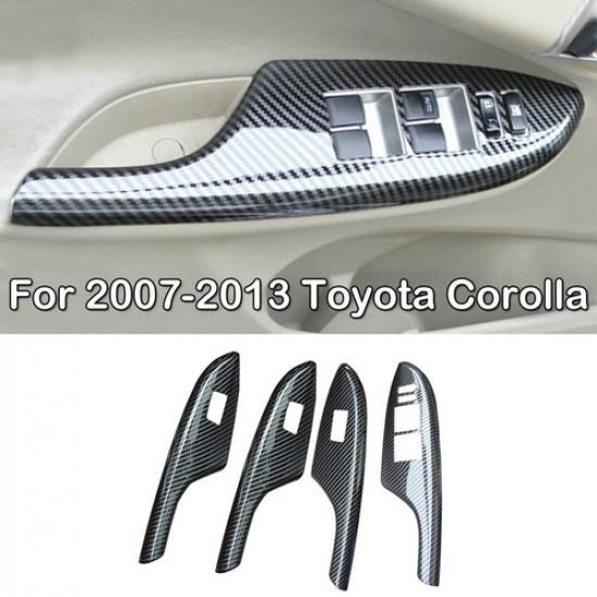 For Toyota Corolla 2007-2013 Carbon Fiber Door Window Switch Panel Cover Trim