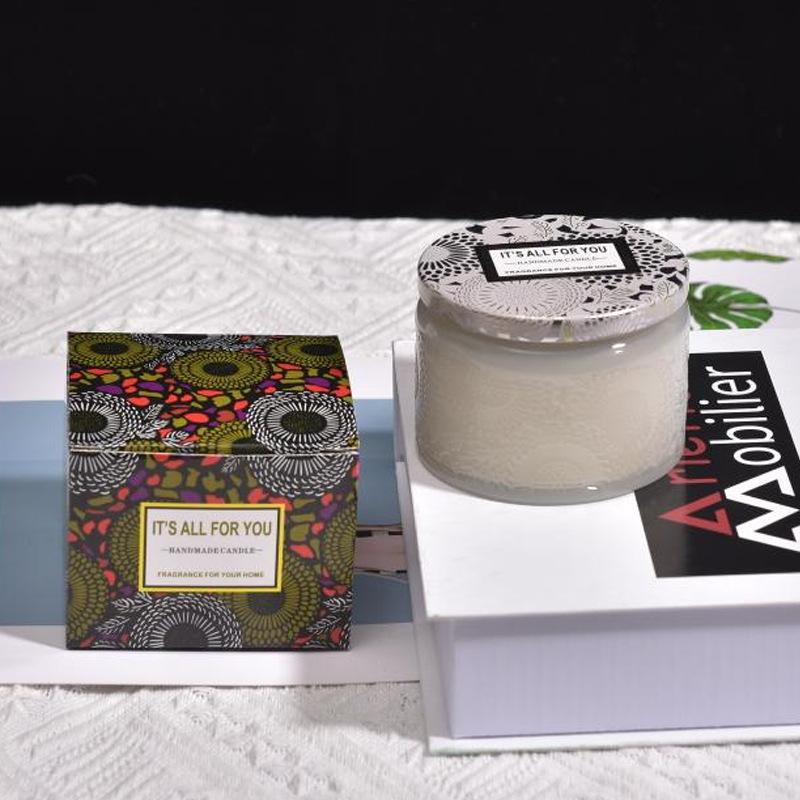 DIY Embossed Glass Handmade Plant Wax Scented Candle Creative Bedroom Scented Candle