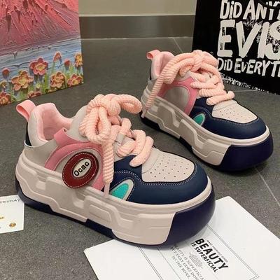 Dames Platform Sneakers Gemengde Kleuren Sportschoenen Vetersluiting Comfortabele Schoenen Casual Mode Buiten Hardlopen Tennis Sneaker Vrouwelijk