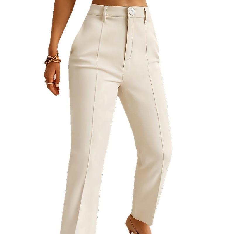 Pantaloni Eleganti da Donna a Vita Alta Gamba Dritta per Completo da Ufficio