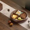 Chinese Style Bamboo Tea Tray with Lid, Luxury Round Fruit Platter with Compartments for Afternoon Tea Snacks, Home Serving Tray