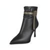 Popular French Temperament High-heeled Short Boots Women's Autumn and Winter New Pointed-toed Thin-heeled Fashion Boots Color Matching Small Thin Boo