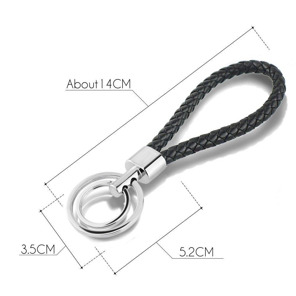 PU Leather Braided Rope Ring Fits DIY Circle Pendant Key Chain Holder Car Key Ring for Men and Women QL-BK