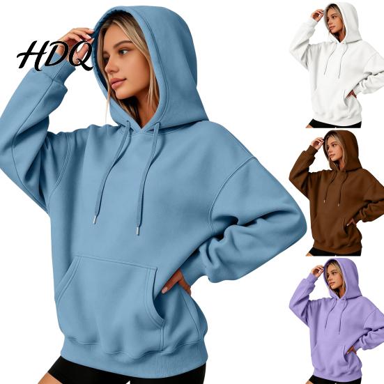 Activewear for Running And Travel Women Oversized Pullover Hoodie Cotton Blend Long Sleeve Sweatshirt Adjustable Sweatshirt with Pocket Drawstring