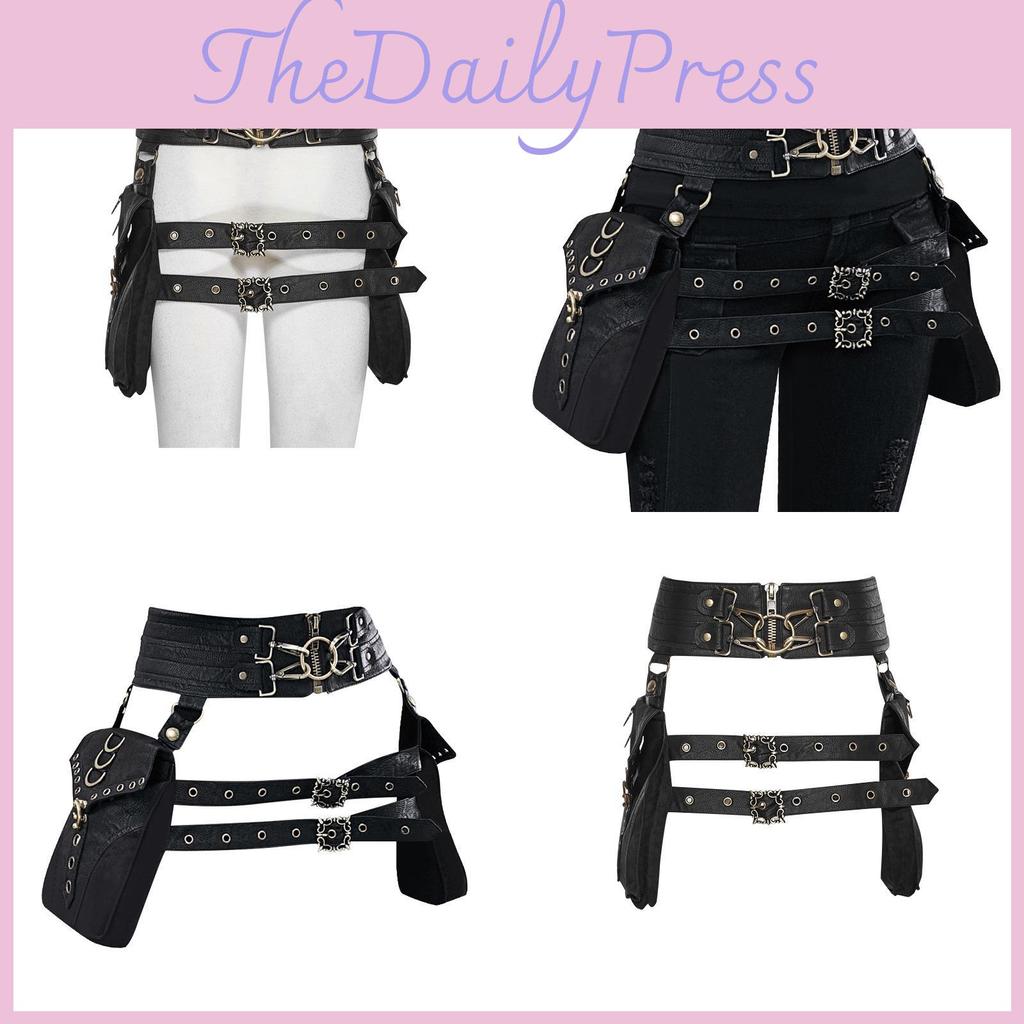 Gearduke Women's Steam Punk Pu Leather Waist Bag With Vintage Phone Holder Trendy Cross-border Fashion