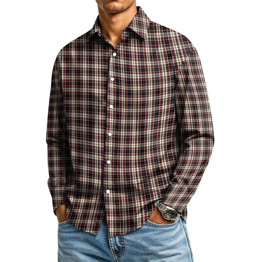 Men's Long Sleeve Plaid Button Down Shirt for Casual Everyday Wear