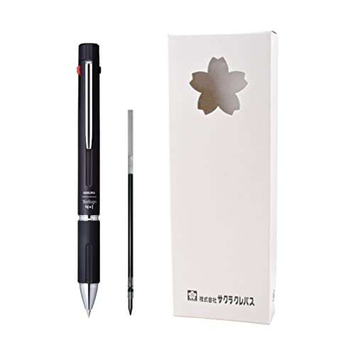 Multi-function Pen, Sakura Cray-Pas, BallSign 4+1, Black, 0.4mm, with Refill Set