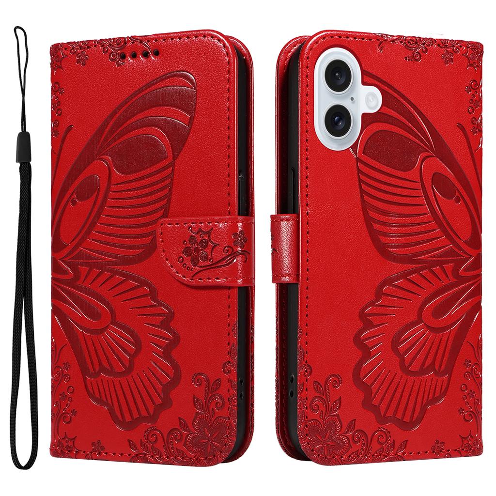 For iPhone 17 Case Butterfly Pattern PU Leather Folio Flip Phone Cover