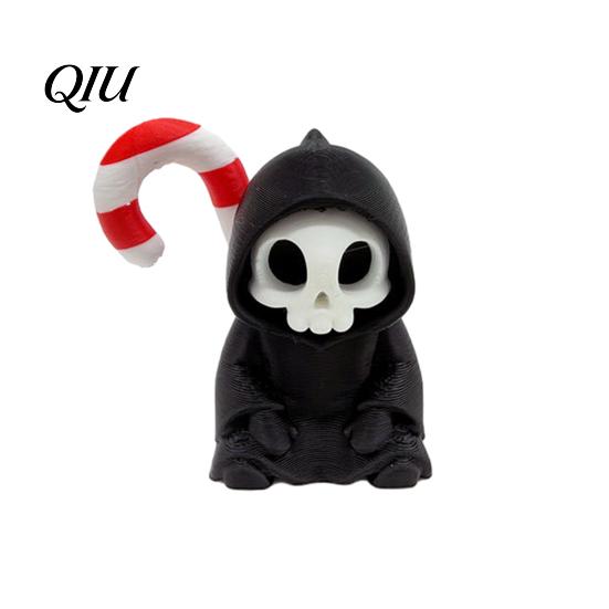 Creative Halloween Design Mini Grim Reaper Statue, 3D Printed Skull Fun Accessories Figurine for Tabletop, Desk, Shelf Home Decor Gothic