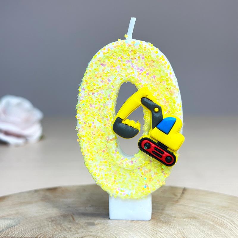 Creative Cross - border Creative Engineering Vehicle Excavator Digital Birthday Candle Cake Decoration Handmade Birthday Candle
