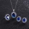 Jewelry Popular Simulation Blue Glass Denier Pendant Ring Three-Piece Set Main Stone 12 * 16