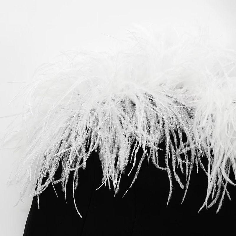 Kaslead New Arrival Women's Clothing Fashion Style Fashion Minimalist Silm Feather Elastic Dress 4772226