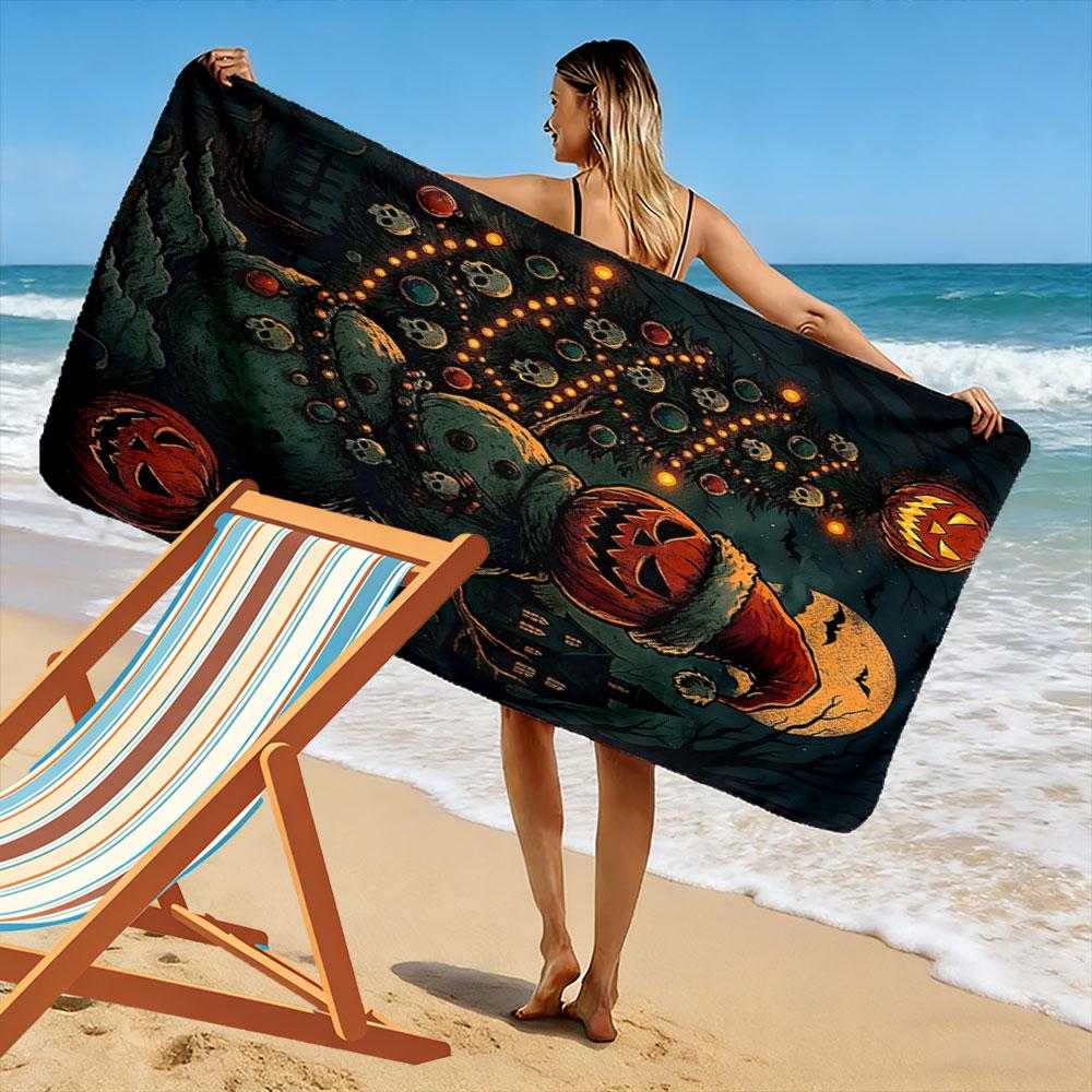 Haunting festive fusion Print beach towel, quick drying, suitable for travel, outdoor sports, jogging, the beach and swimming, gift