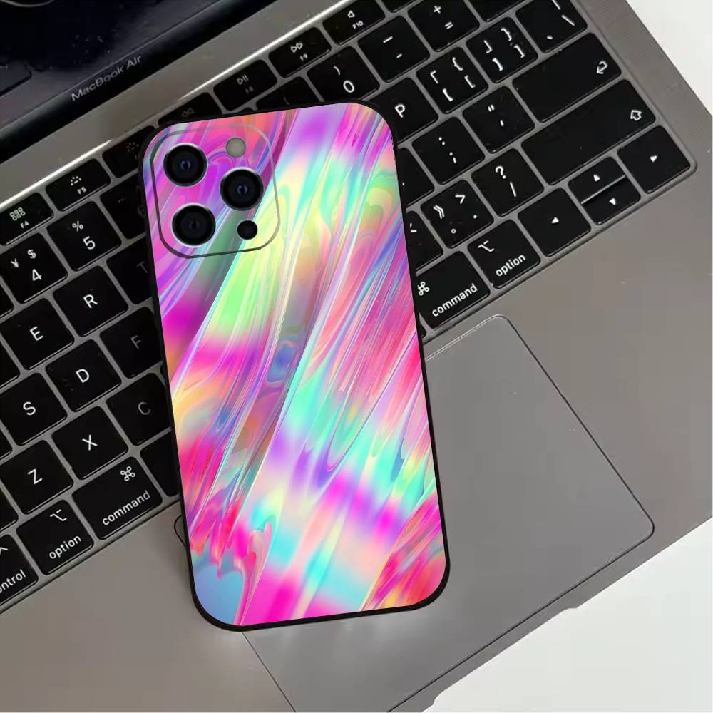 Laser Style Phone Case For iPhone 17,16,15,14,13,12,11 Plus,Pro Max,XS,Soft Silicone Black Cover