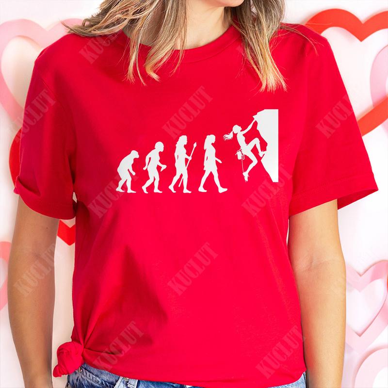 Evolution of Climbing T-shirts for Women Clothes Funny Tops T Shirt Female T-Shirt Gifts for Rock Climbers Short Sleeve Tees