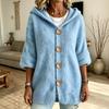 Cardigan con cappuccio e bottoni a manica lunga colorato da donna per autunno inverno