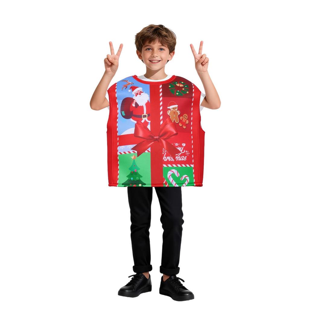 Christmas Gift Box Costume For Kids With Sponge Material For Holiday Stage Performances
