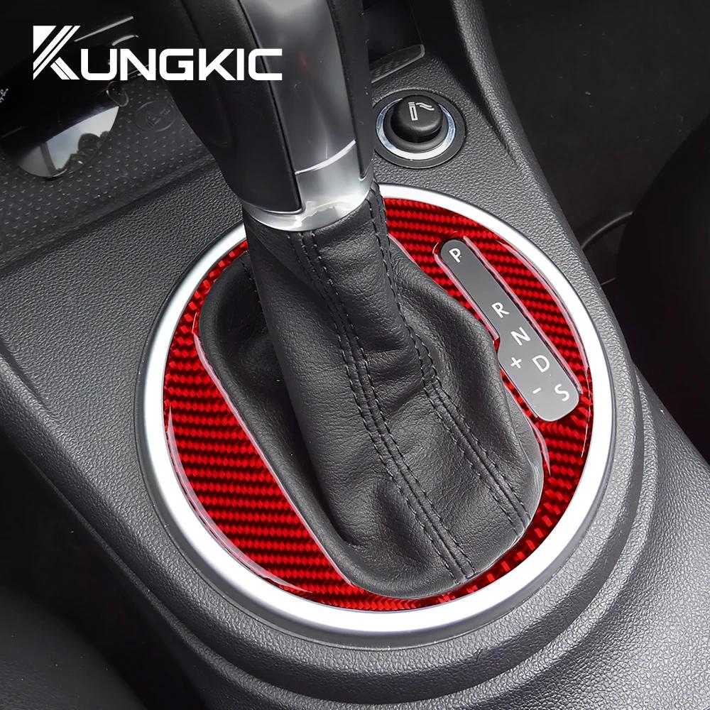 For Volkswagen Beetle 2012 2013 2014 2015 2016 2017-19 Gear Shift Panel Real Soft Carbon Fiber Sticker Car Interior Accessories