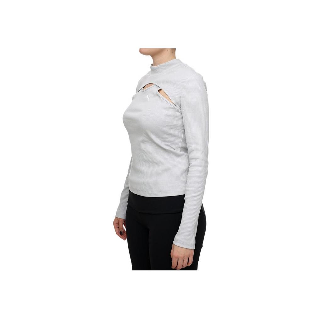 Puma Dare Tomotion Midnight Solid Hollow Slim Long Sleeve T-Shirt Women Tops Gray 630921-09