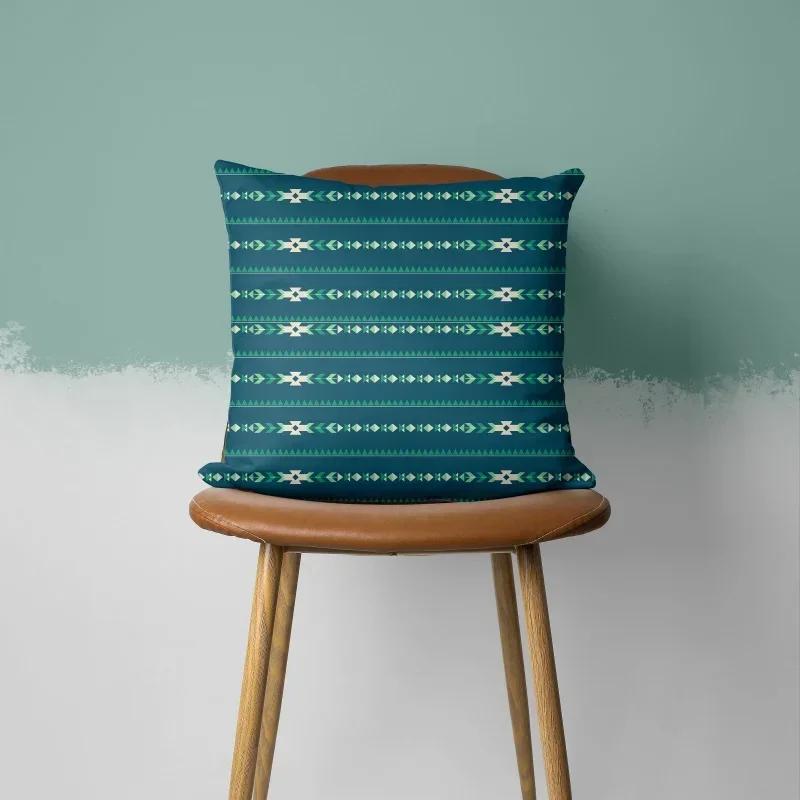 Teal Cushion Cover Leaf Feather Geometric Heart Sofa Pillowcase Bedroom Home Decor Office Decor Accessories 50x50cm45x45