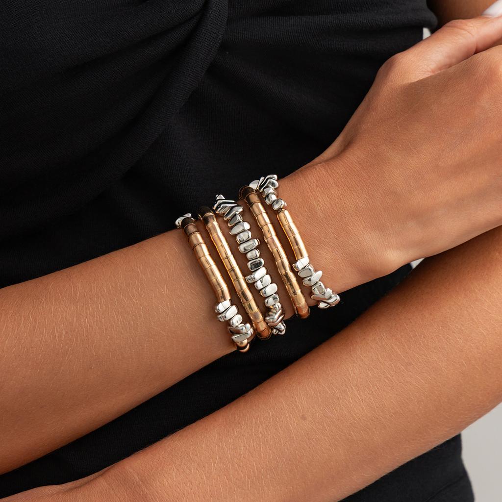 Handmade Versatile Splicing Wooden Bead Retro Bracelet Set with Universal Design for Men and Women