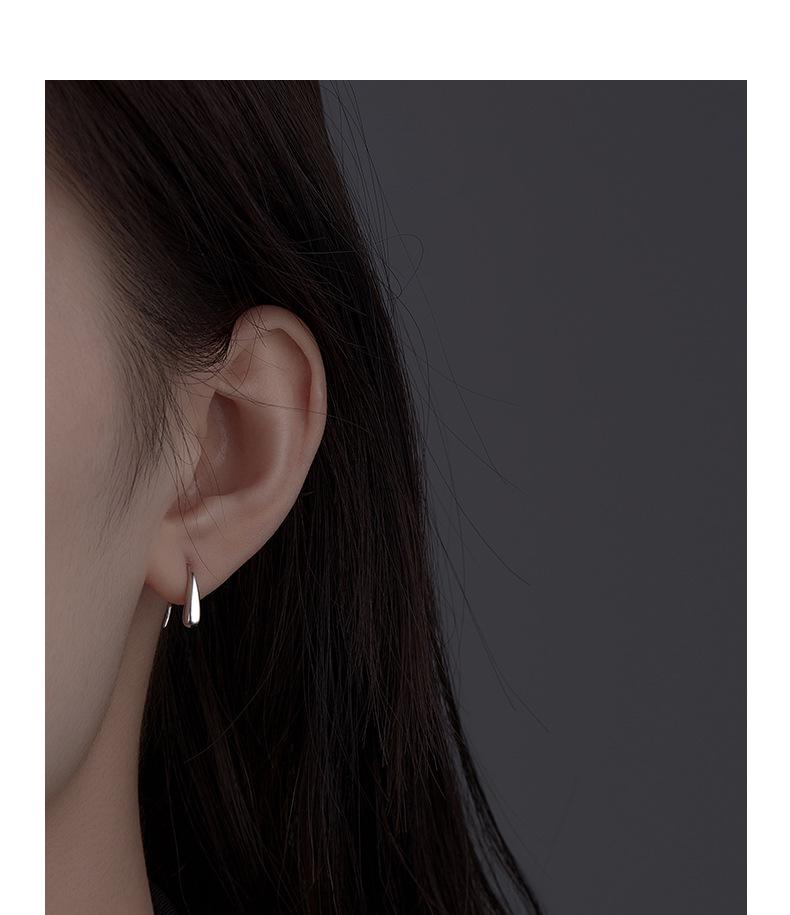 S925 Sterling Silver Women's Simple Korean Style Water Drop Stud Earrings for Sleeping