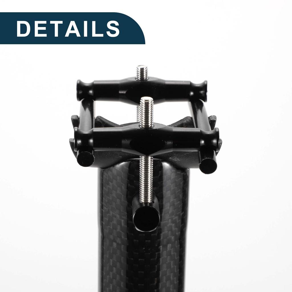 TUCKBOLD Carbon Fiber Bicycle Seatpost, Shock Absorbing, Gloss Black, 27.2x450mm, 1 Piece