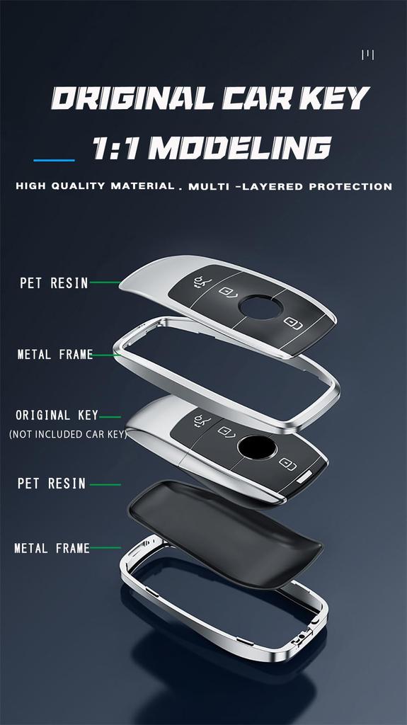 TECART Key Fob Cover for Mercedes-Benz Aluminum Alloy Key Case Protector for E-Class, S-Class,