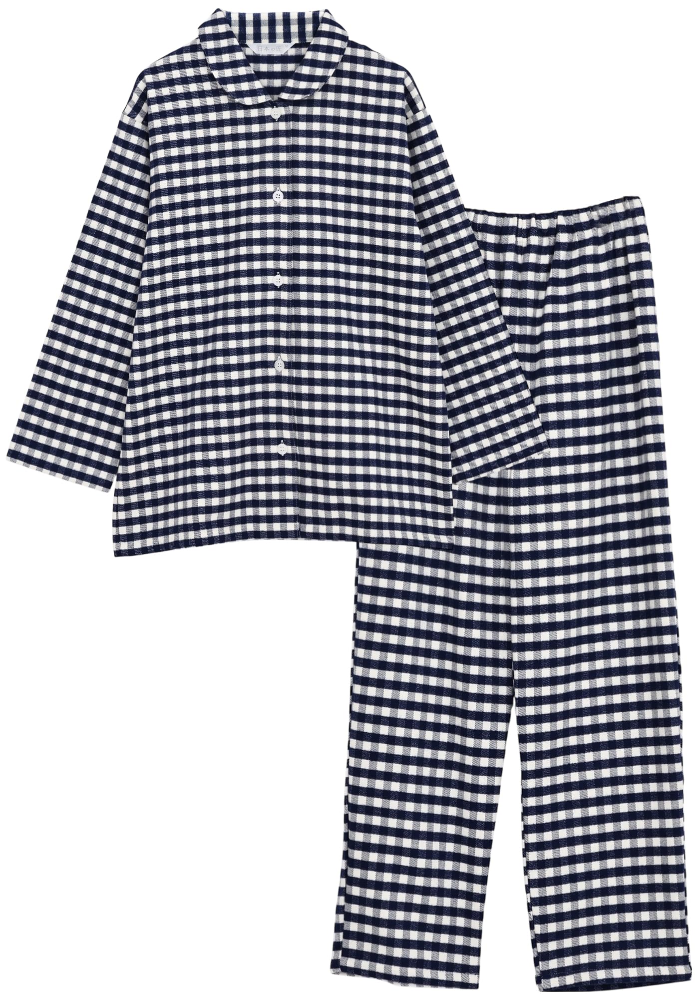 

Kaitak Family: Made in Japan by Japanese Craftsmen, Women s Cotton Blanket Shirt Pajamas, Long Sleeve, 100% Cotton, Check Pattern, Spring, Autumn, Win