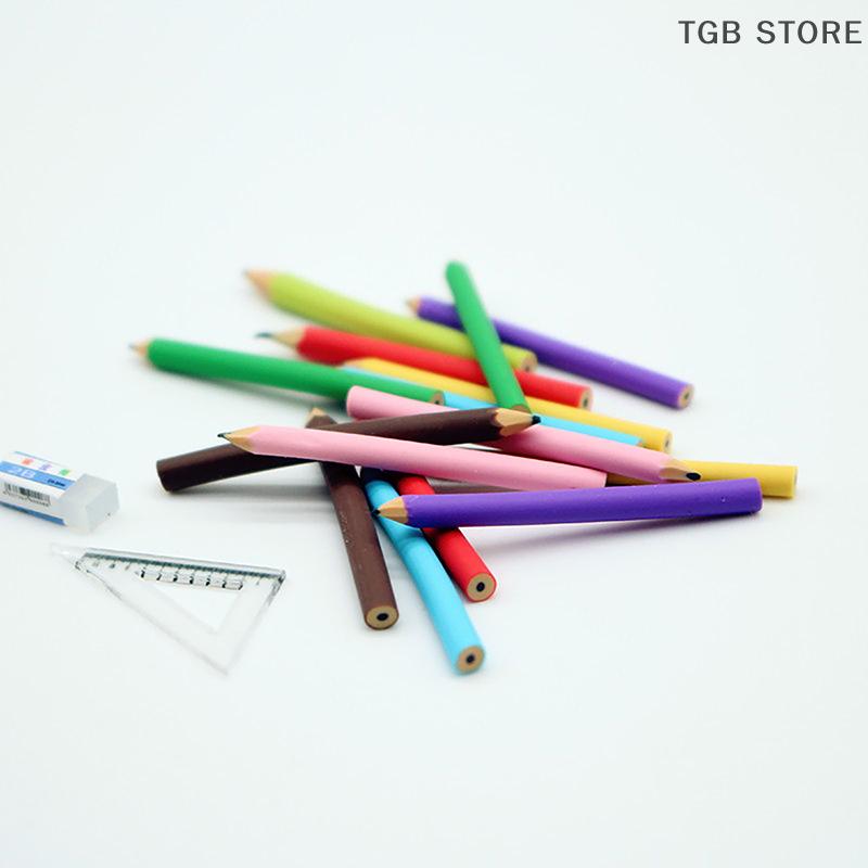 5Pcs Miniature Colored Pens Mini Pencils School Supplies For Dollhouse Kids Pretend Play Toy Accessories