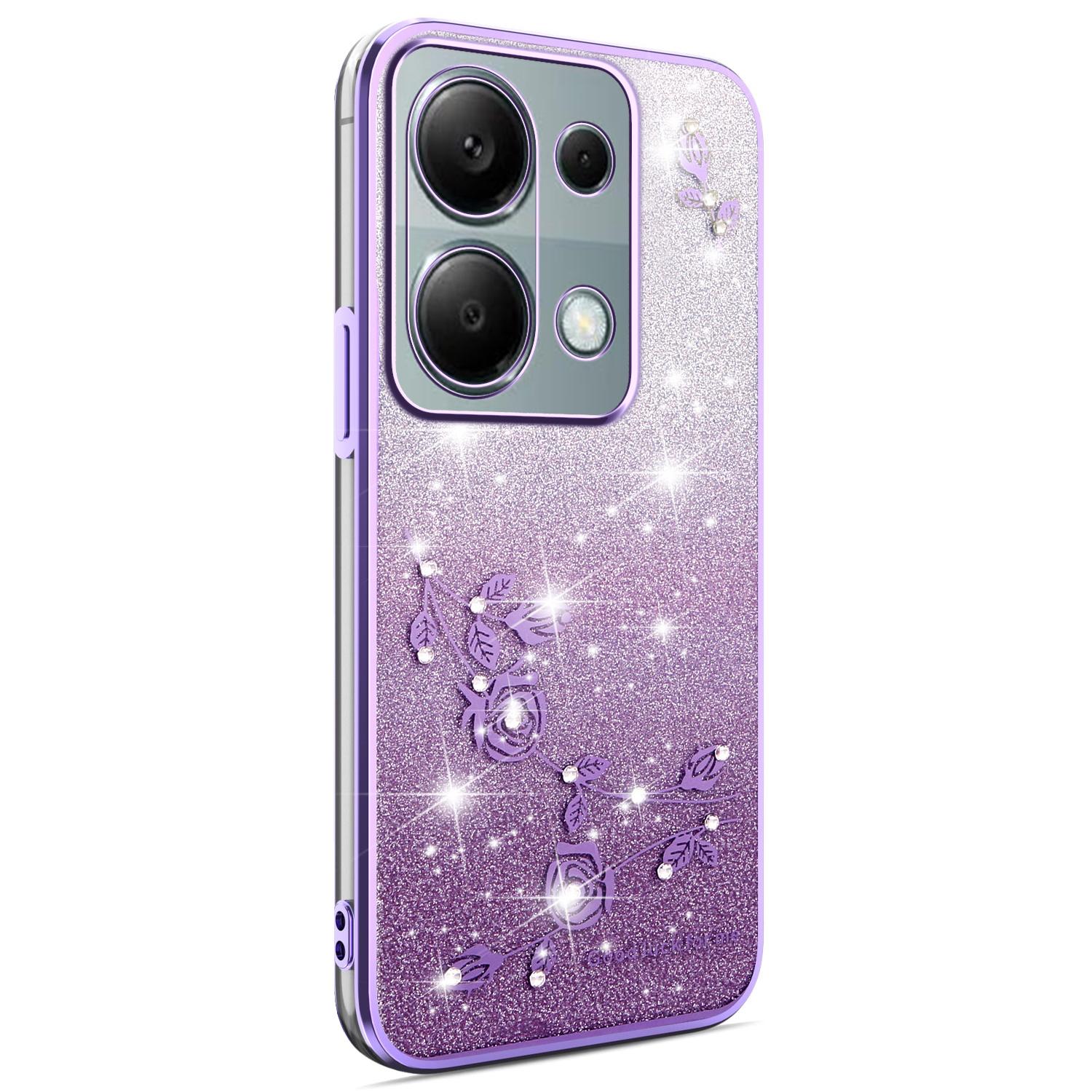 

Чехол для телефона KADEM для Xiaomi Redmi Note 13 Pro 4G/Note 14S 4G/Poco M6 Pro 4G, Цветочный TPU Гибкий Градиентный Чехол Purple