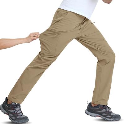 [TACVASEN] Men's Hiking Pants, Summer Workwear, Outdoor Long Pants, Trekking Wear, Cargo Pants, Khaki, 2XL