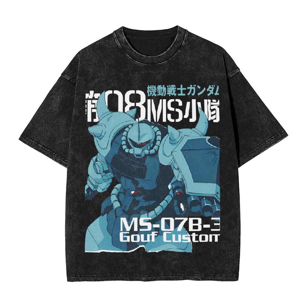 T-shirt Imprimé Graphique Anime RX Gundam Hommes et Femmes T-shirt Lavé Haute Qualité Coton Vintage Harajuku Haut