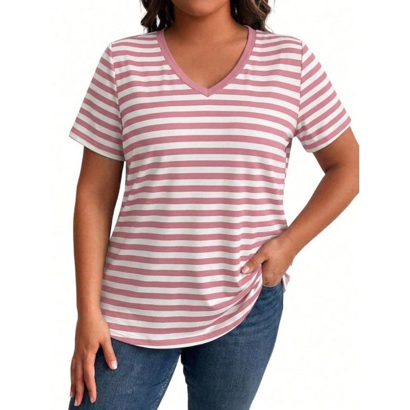 QICED Women's Fashion Casual V-Neck Short Sleeve Blouses & Shirts