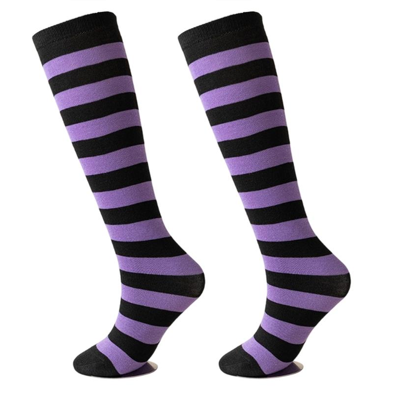 Elastic Stripes Thigh Socks For Women Breathable Long Stripes Socks Practical Overknee Stockings Casual Outfit Essential